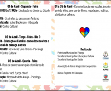 AUTISMO: Semana de Conscientização - 01 a 05 de abril